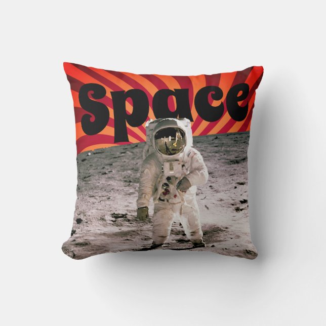 Coussin Mission de l'astronaute spatial en spirale vintage (Recto)