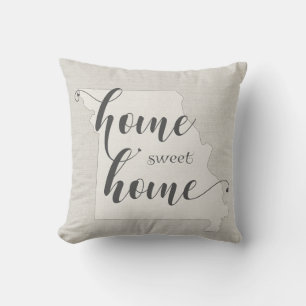 Coussin Missouri - Home Sweet Home aspect toile de jute