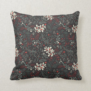 Coussin Mistletoe, Holly, Berries rouges sur Arrière - pla