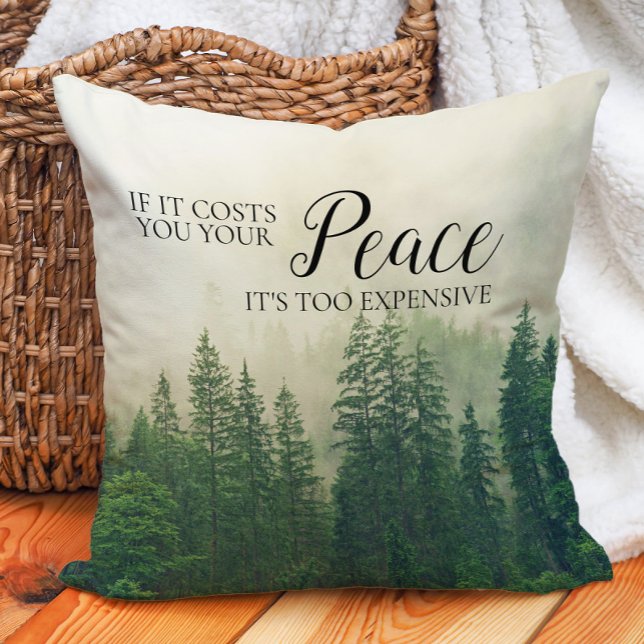 Coussin Misty Foggy Mountains Forest Peace (Mountains, forest, fog, peace pillow)