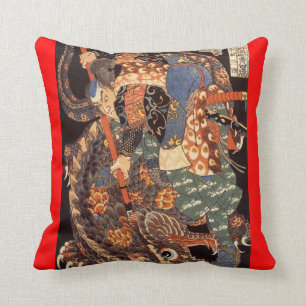 Coussin Miyamoto Musashi peignant C. 1800's