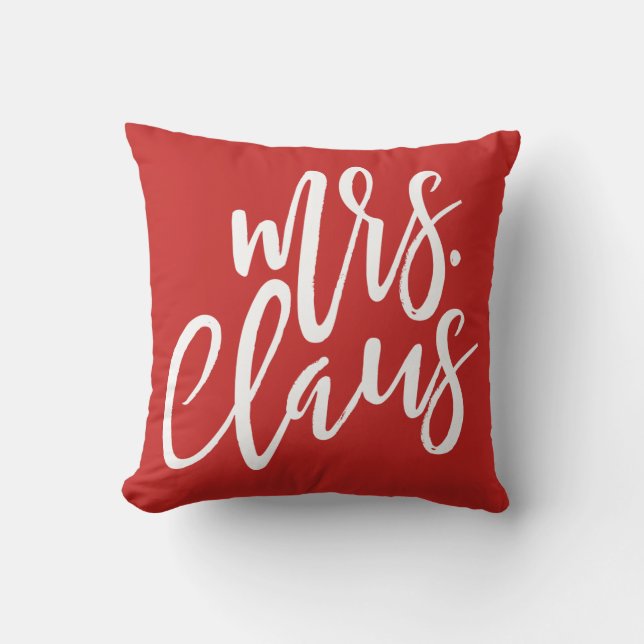 Coussin Mme Claus White Script Pillow (Recto)