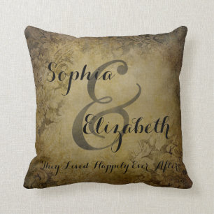 Coussin Mme et mariage lesbien de Mme Vintage personnalisé