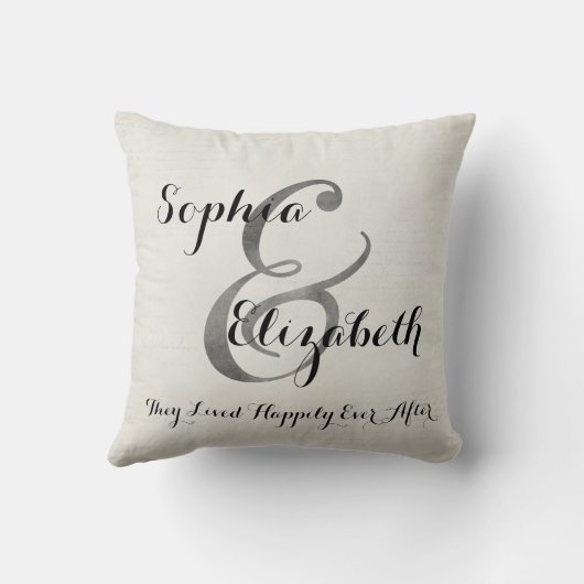 Coussin Mme et mariage lesbien de Mme White Script (Verso)