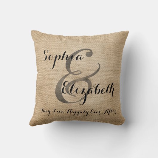 Coussin Mme et Mme Burlap Wedding Personalized (Verso)