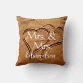 Coussin Mme et Mme coeurs du nom deux dans le mariage (Verso)