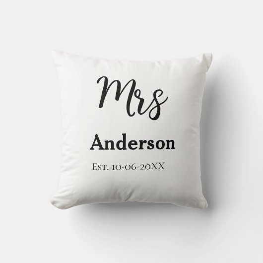 Coussin Mme jeune mariée épouse nom date année env. Simple (Recto)