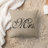 Coussin Mme jute initial chic rustique de toile de jute de (Couverture)