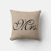 Coussin Mme jute initial chic rustique de toile de jute de (Recto)