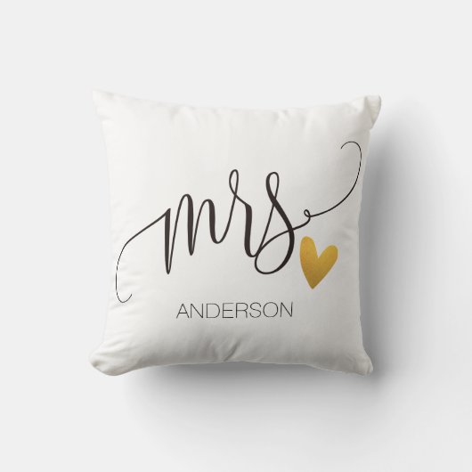 Coussin Mme|M.& Mme| Calligraphie|Mariage personnalisé-2 (Recto)