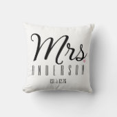 Coussin Mme Modern Script Custom Wedding Date De Mariage N (Recto)