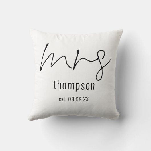 Coussin Mme Script Mariée À Venir Nom Cadeau (Verso)