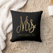 Coussin Mme Votre Nom Gold Look Typographie Élégant Script (Couverture)