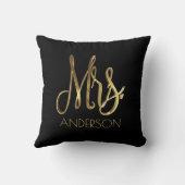 Coussin Mme Votre Nom Gold Look Typographie Élégant Script (Verso)