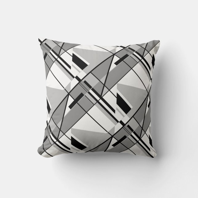 Coussin Mobile en gris blanc noir formes géométriques Moti (Recto)