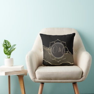 Coussin Mocha Agate Glittery OM Lotus Petals