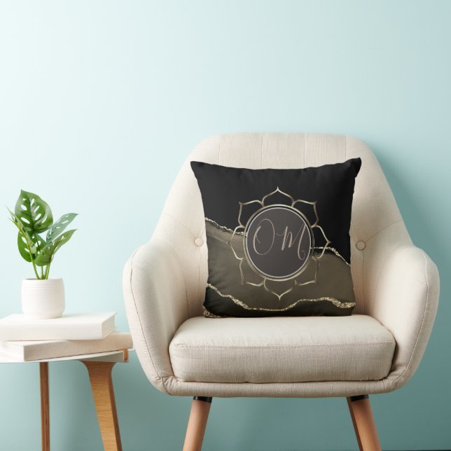 Coussin Mocha Agate Glittery OM Lotus Petals (Chaise)