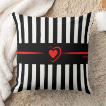 Mod Black & White Stripes avec Bright Red Heart