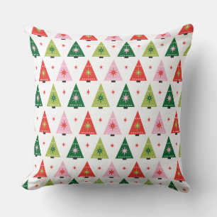 Coussin Mod du milieu du siècle Noël rouge et vert