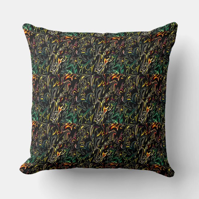 Coussin Mod Rich Faux Quilt Dark Multicolor Motif (Recto)
