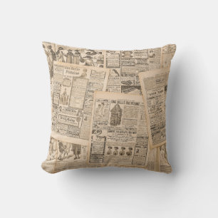 Coussin Mode antique : Pages publicitaires de journaux