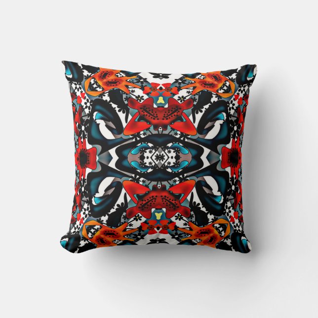 Coussin mode d'impression ornementale ethno kaléidoscopiqu (Recto)