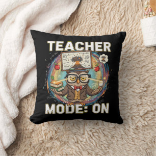Coussin Mode Enseignant : ACTIVÉ – Design de hibou drôle e