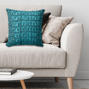 Coussin mode girly bleu Alligator cuir