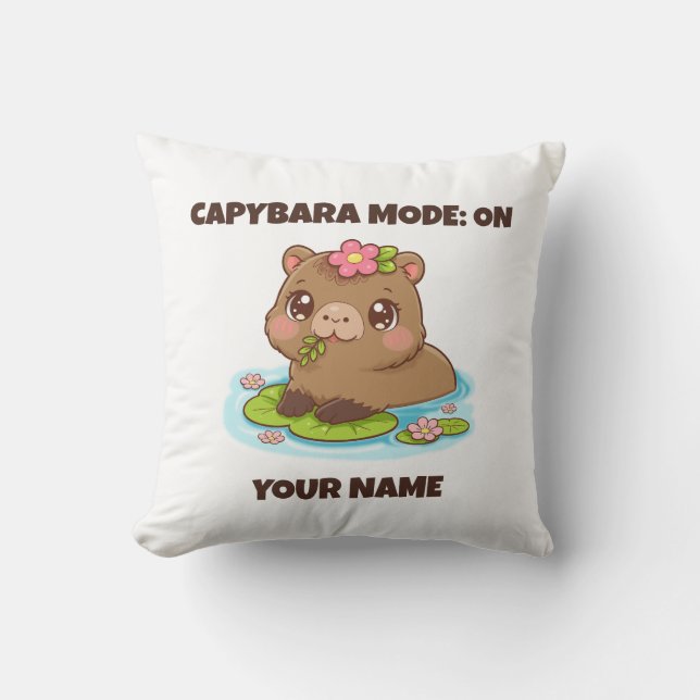 Coussin Mode Personnalisé Mignon Capybara Kawaii (Recto)