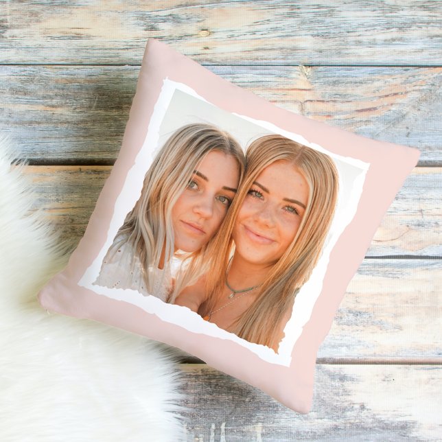 Coussin Mode Pink and White Frame With Photo (Créateur téléchargé)