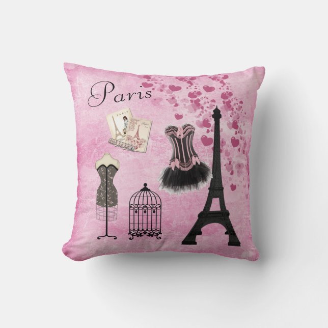 Coussin Mode rose Girly chic de Paris (Recto)