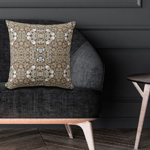 Coussin mode vintage bohème argent noir et or