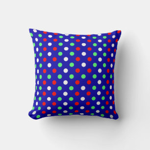 Coussin Modèle à pois rouges, verts et blancs de Noël