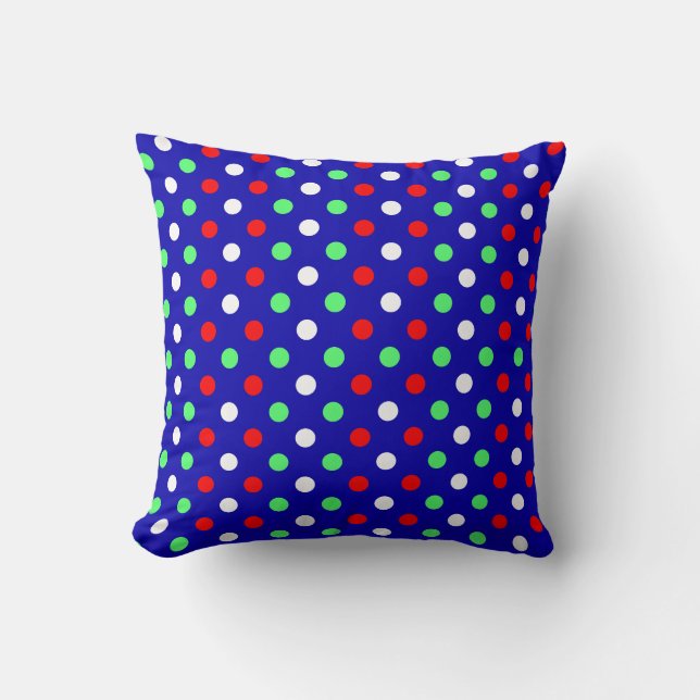 Coussin Modèle à pois rouges, verts et blancs de Noël  (Recto)