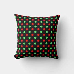 Coussin Modèle à pois verts et rouges de Noël
