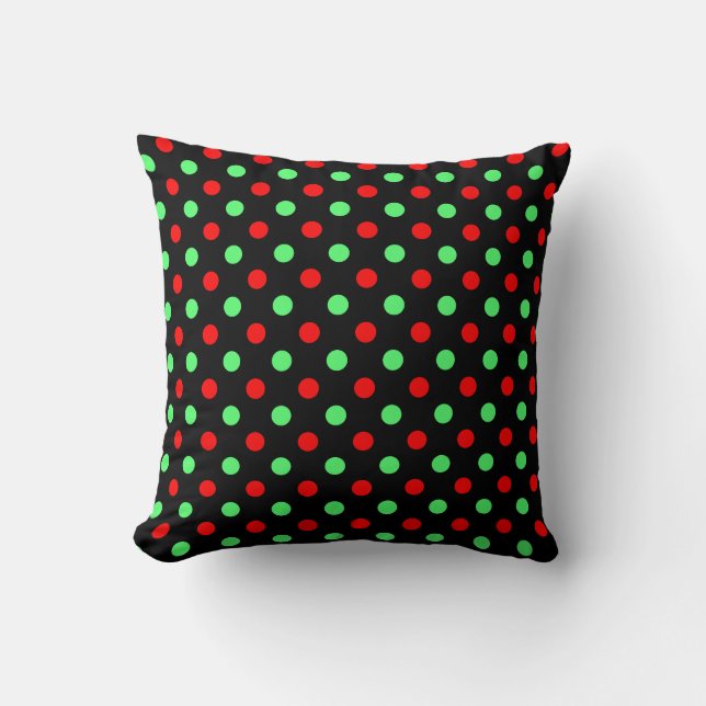 Coussin Modèle à pois verts et rouges de Noël  (Recto)