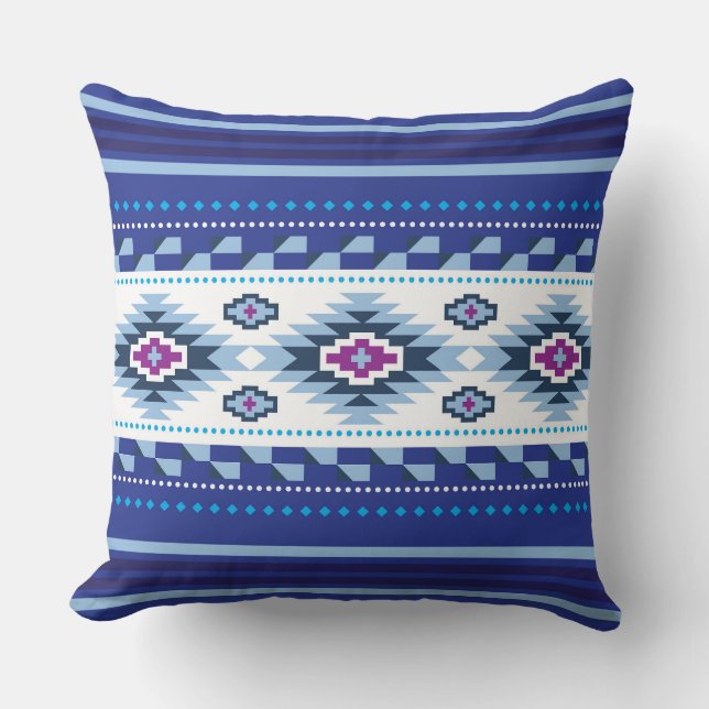Coussin Modèle Bleu Navajo (Recto)