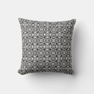 Coussin Modèle Damas médiéval, noir et blanc