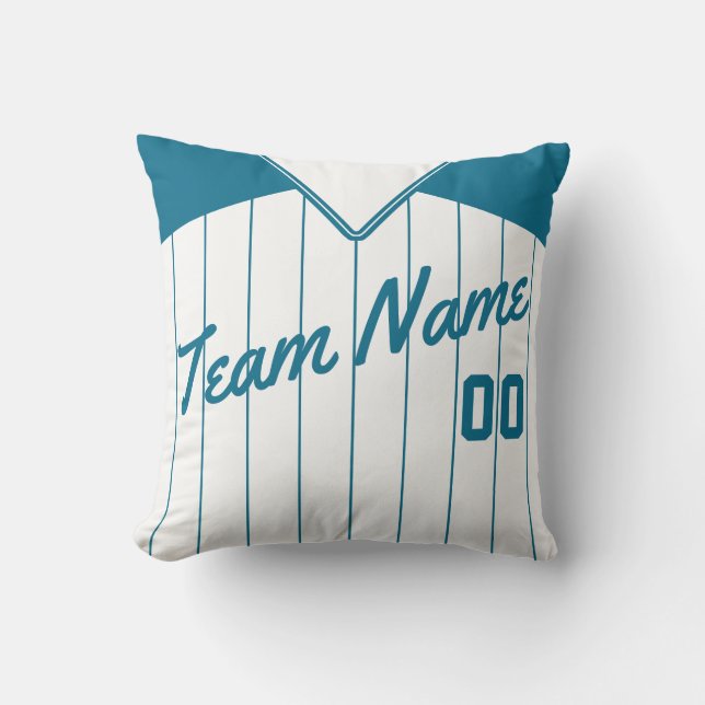 Coussin Modèle de baseball Jersey Custom Turquoise Pinstri (Recto)