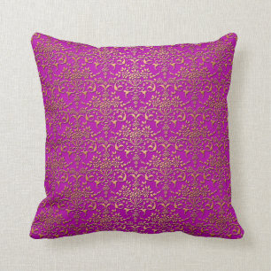 Coussin Modèle de couleur pourpre et or Damas