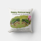 Coussin Modèle de couple de grenouilles pour anniversaire  (Recto)
