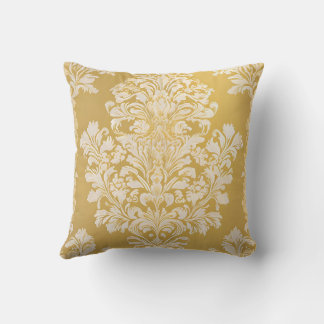 Coussin Modèle de Damas sophistiqué - Or & Crème
