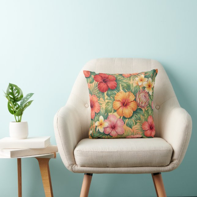 Coussin Modèle de fleurs décoratives aloha d'Hawaï (Chaise)
