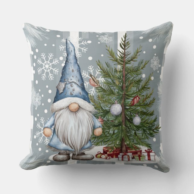 Coussin Modèle de flocon de neige de lutin de Noël mignon  (Recto)