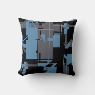 Coussin Modèle de formes géométriques en bleu ardoise noir