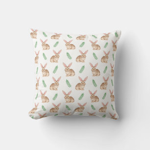 Coussin Modèle de lapin à l'aquarelle pour Pâques ou la nu