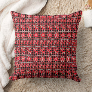 Coussin Modèle de Noël Fair Isle Chaussette Renne