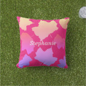 Coussin Modèle de nom ombré rose de feuilles d'automne Mig (Herbe)