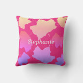 Coussin Modèle de nom ombré rose pour feuilles d'automne (Verso)