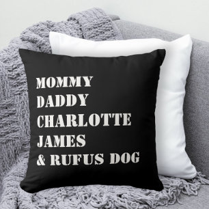 Coussin Modèle de nom Photo de famille personnalisée